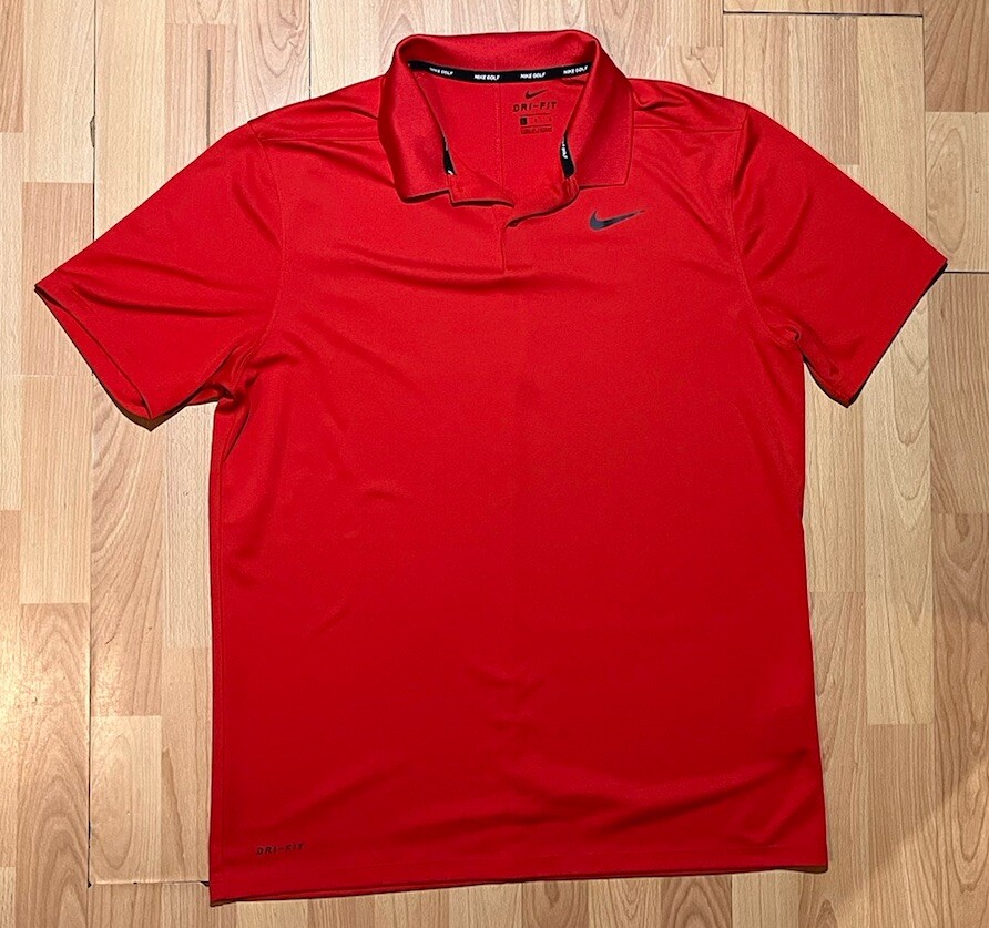 Nike Golf Polo Shirt Mens Large Red Short Sleeve Dri Fit Logo Collared - Main Image