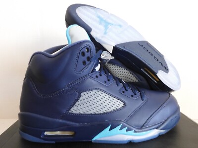 NIKE AIR JORDAN 5 RETRO MIDNIGHT NAVY BLUE-TURQUOISE BLUE-WHT SZ 9 [136027-405]