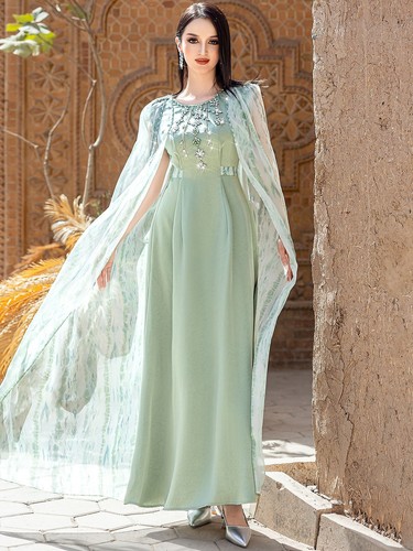 Evening Abaya Women Muslim Long Maxi Dress Turkey Islamic Kaftan Robes Ramadan - Picture 5 of 14