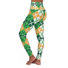 St. Patrick's Day Argyle - High Waisted Yoga Leggings