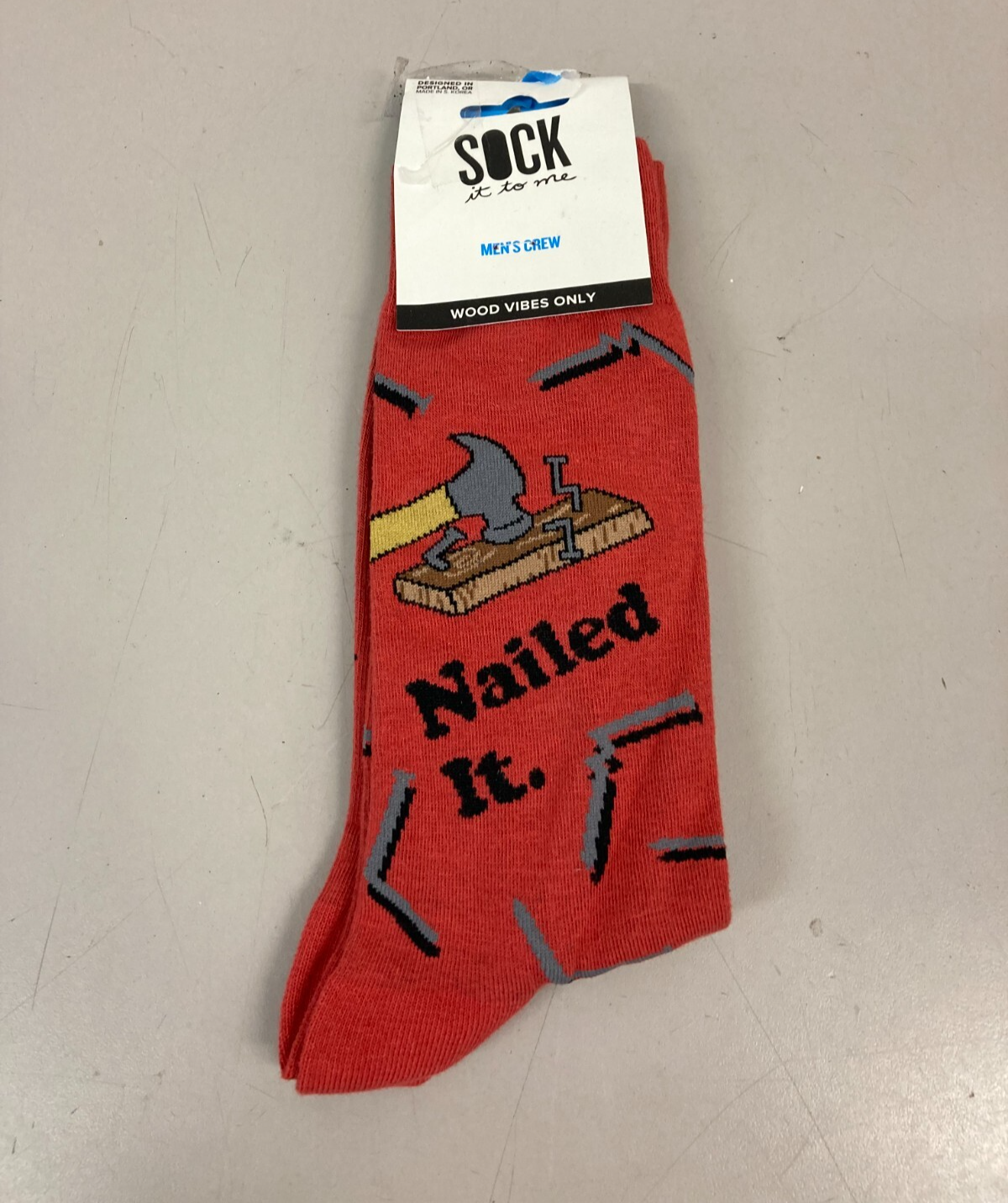 SAOLA Sock It To Me Uomo Crew Solo Vibrazioni Legno Calze NUOVE