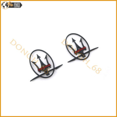 For Maserati Quattroporte GranTurismo Ghibli Levante RH&LH Side Badge Black 2pcs