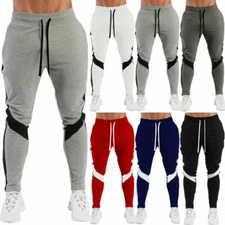 Mens Slim Fit Joggers Sports Sweatpants Skinny Jogging Casual Trousers Bottoms