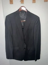 $450 Calvin Klein Men's Gray Skinny-Fit Wool Blazer Coat Suit Jacket 40R Used