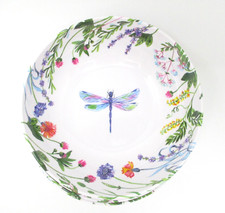 Rachel Ashwell Farmhouse Bowls 4pc Set Dragonfly Flowers melamine 7" serving