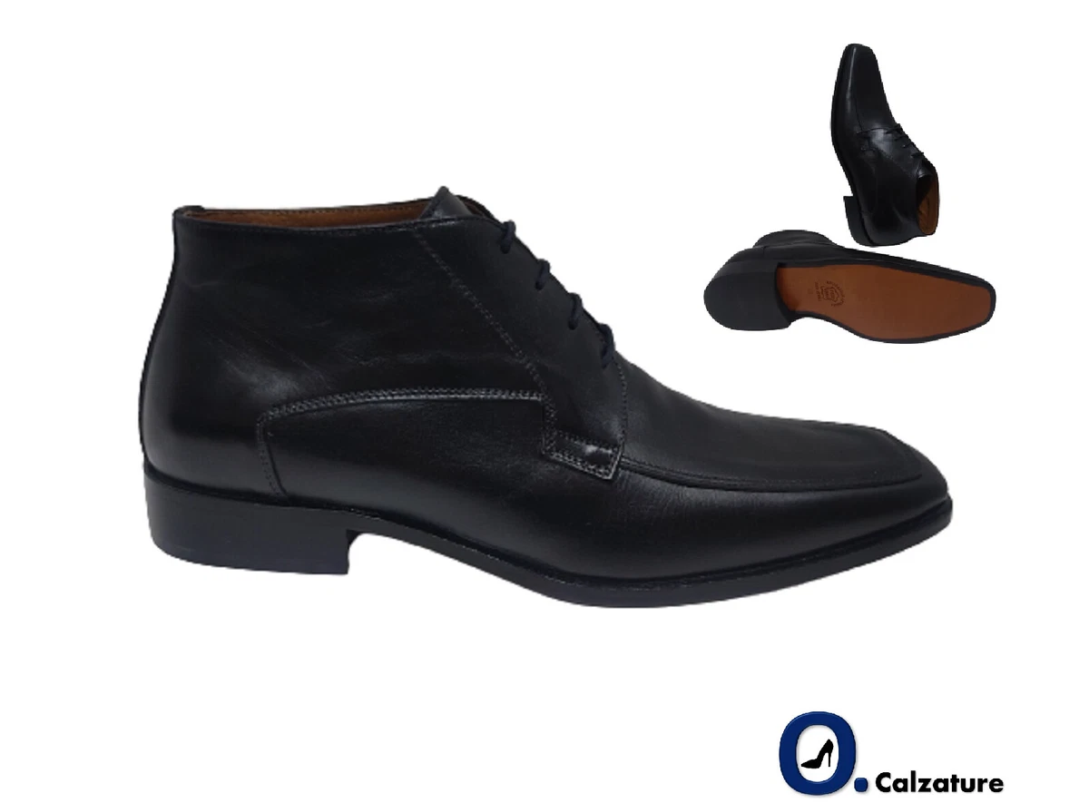 Scarpe uomo Polacchini Tronchetti lacci Eleganti Vera Pelle Biker
