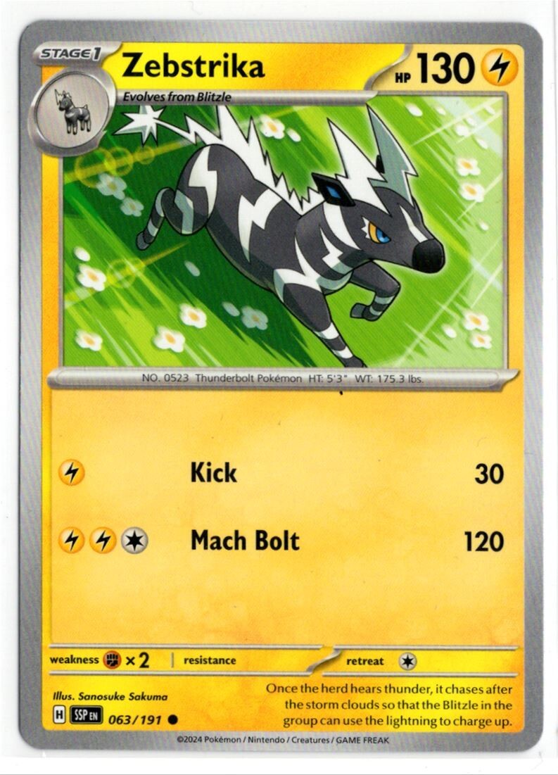 Pokemon Surging Sparks 063/191 Zebstrika