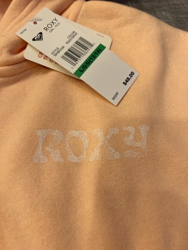 Roxy Girls Peach Zip Up Hoodie Sweatshirt Size L 12-14. NWT - Picture 3 of 10
