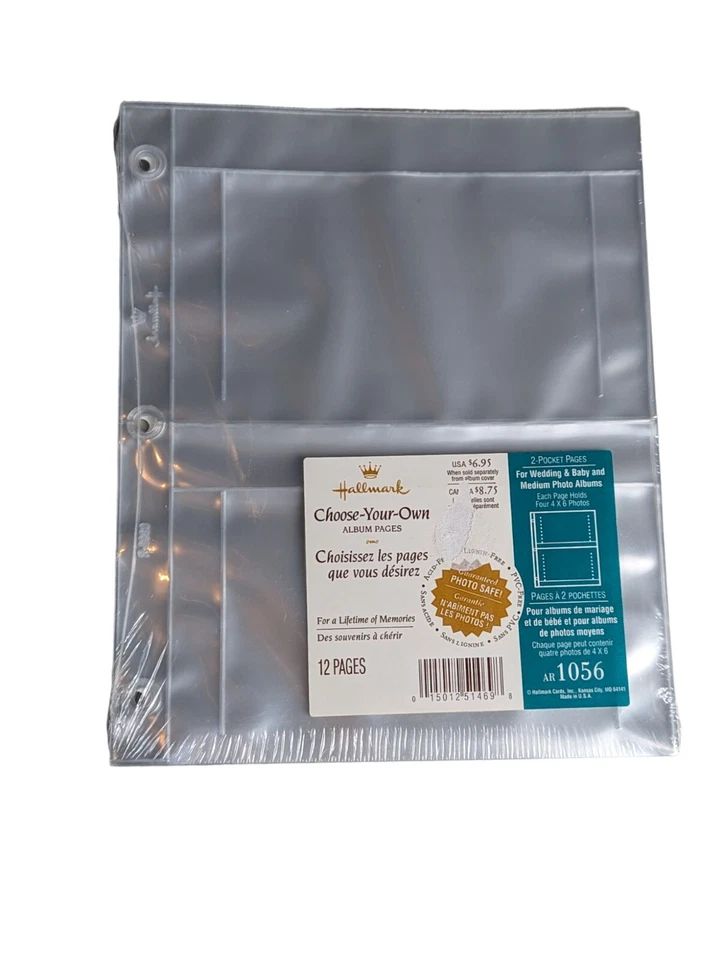 Lote de 7 páginas de repuesto de álbum de fotos Hallmark 4x6 de 2 bolsillos AR1056 - 12 páginas cada una Foto 2 de 3