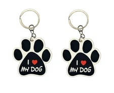 Love My Dog Keychain Key Chain Handmade Set of 2
