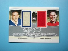 2012/13 ITG ULTIMATE VINTAGE DUAL JERSEY HOCKEY CARD BOBBY BAUN TERRY SAWCHUK 24