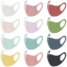 12 PACK Lightweight Adult Soft Solid Color Washable Reusable Face Mask 