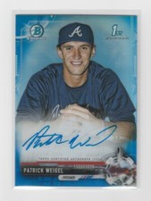 Patrick Weigel 2017 1st Bowman Chrome 70th Blue Refractor Auto RC 018/150 Braves
