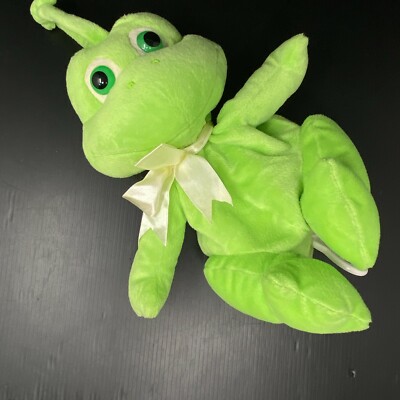 Small Fry Design Green Frog Plush Stuffed Animal Music Pull Ring Brahms Lullaby 
