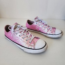 Converse All Star Pink Glitter Sparkly Junior Shoes Sneakers US Size 6