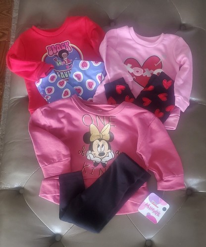 Baby Girl's 3 Outfit Bundle..Tops With Matching Leggings Size 12 Mos