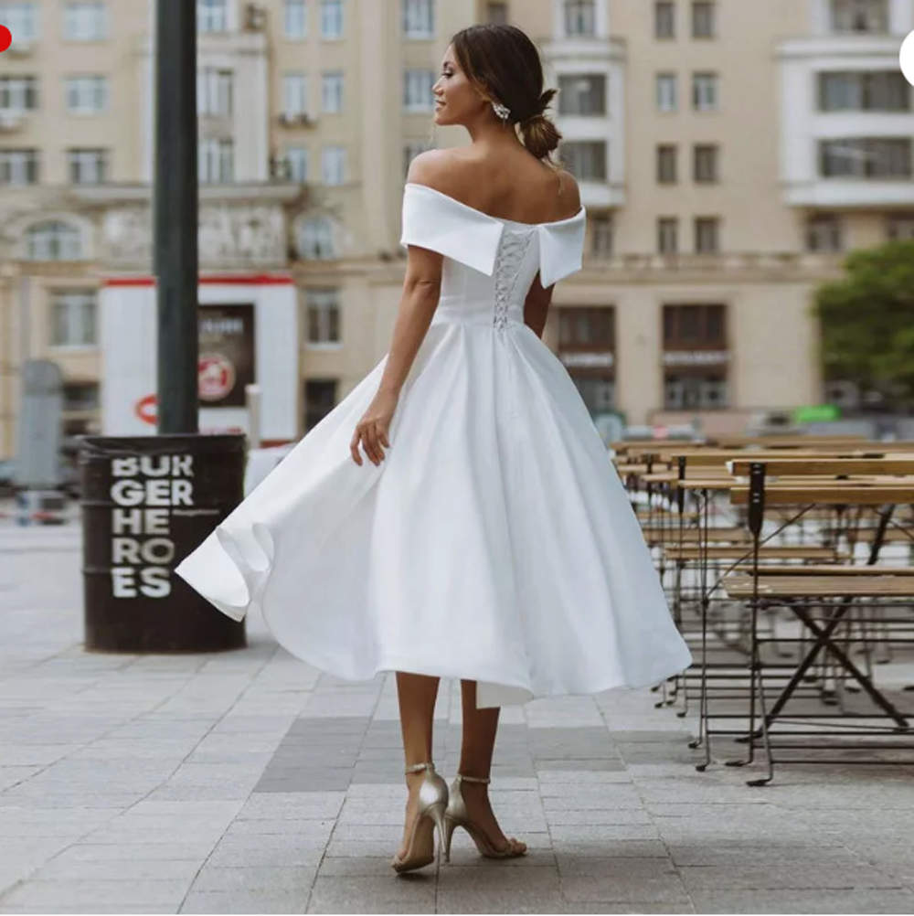 Boho Wedding Dress Vestidos De Novia Civil Con Manga Corta V-neck