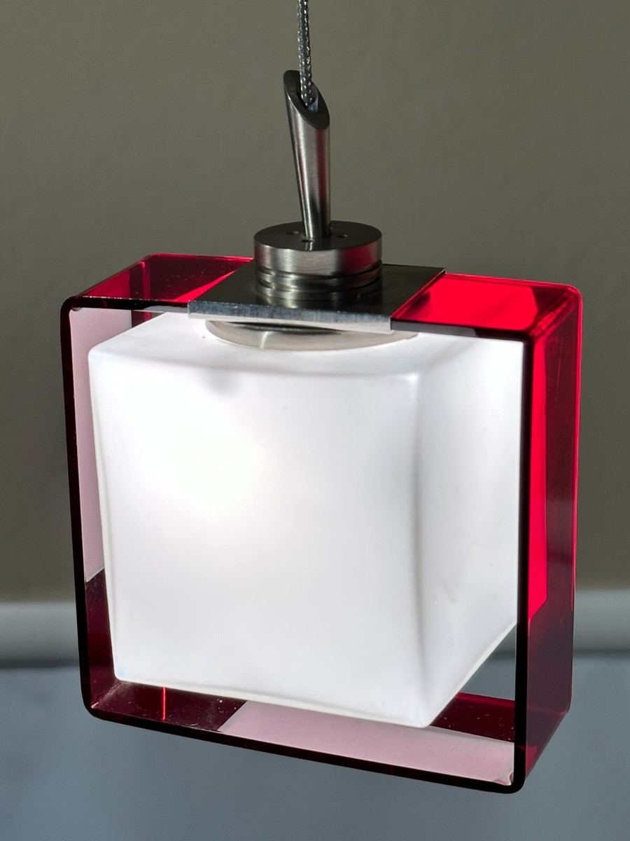 haluc❤ White Cube Pendant w/Red Surround - Tech Lighting Compatible - 12V