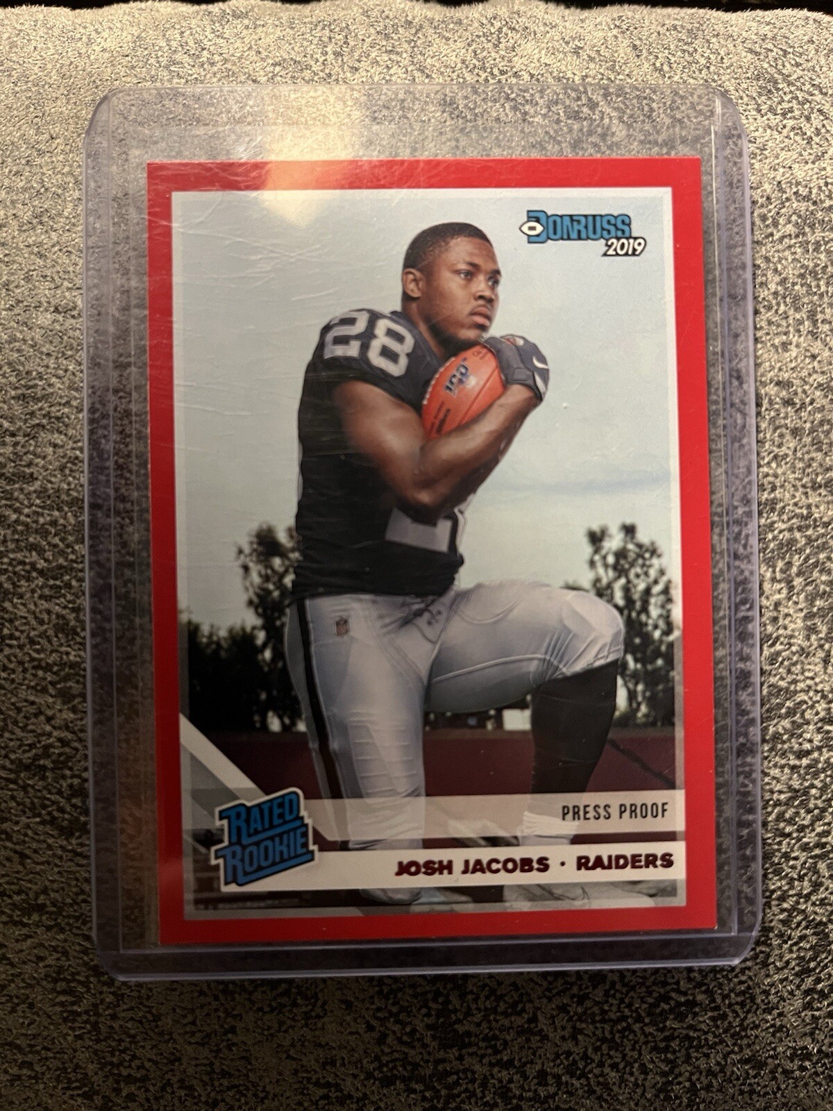 Josh Jacobs - 2019 Donruss Press Proof Red Rated Rookie RC Card#308