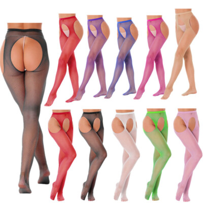 Frauen Fischnetz Strumpfhose OFFEN im Schritt Strapsstrumpfhose Leggings Dessous
