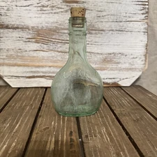VTG Almaden Vineyards Glass Bottle Light Green Pony  California Wine 6"