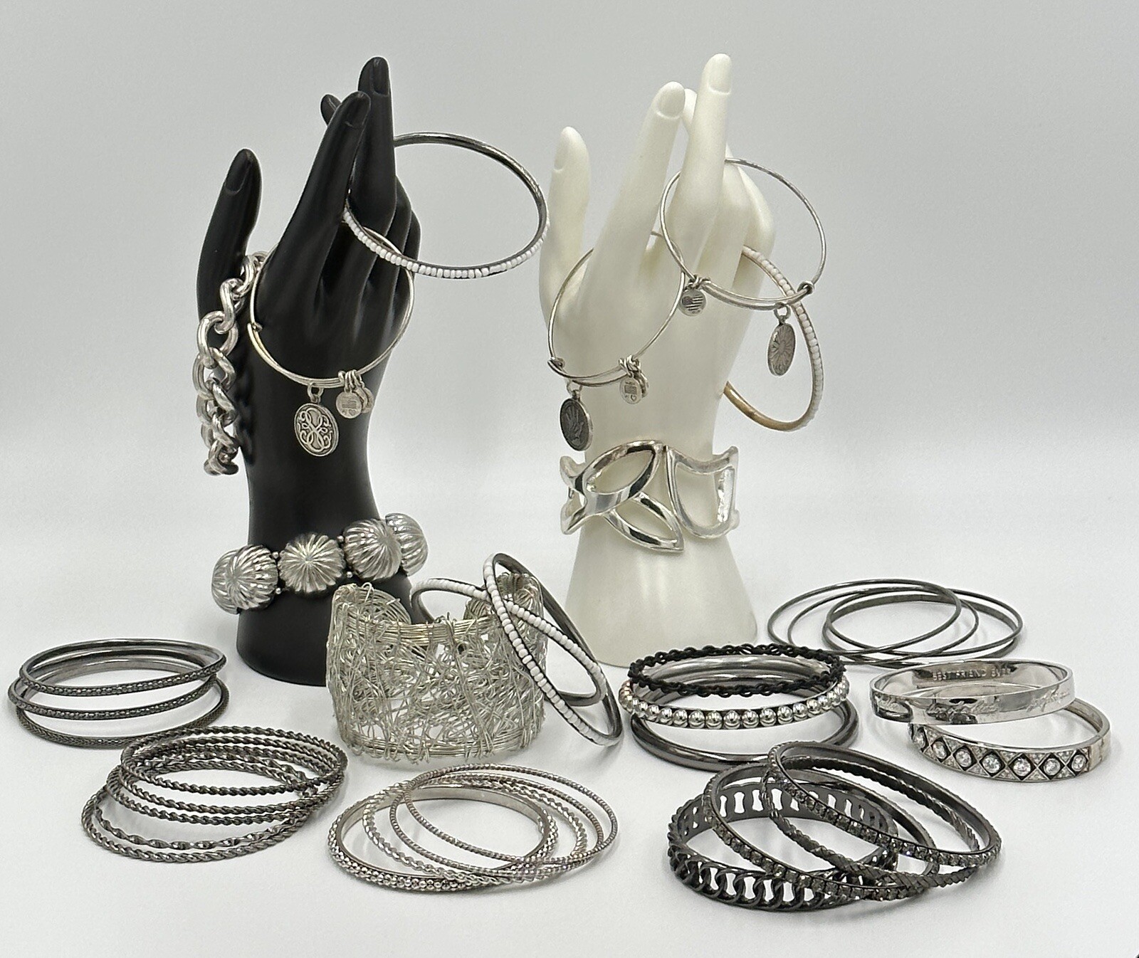 Assorted Silver Tone Fashion Bangle Cuff Bracelet… - image 2