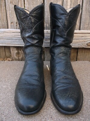 Justin 3172 Vintage Black Exotic Smooth Ostrich Roper Cowboy  display picture 3
