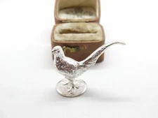 Cast Sterling Silver Miniature Pheasant Figure Ornament Vintage c1960 Dolls
