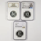 1957 PF67, 1962 PF69, 1963 PF68 NGC Graded Franklin Proof Half Dollars 50c