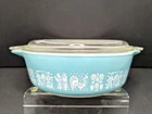 Vtg Pyrex Amish Butterprint Turquoise #471 1 Pt Cinderella Casserole Dish W/ Lid