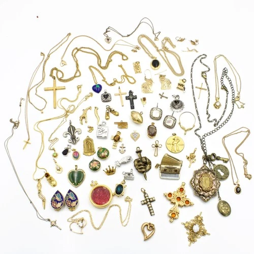 Vintage Gold Filled Costume Jewelry Necklaces Pendants Lot of 62 #M1289-1