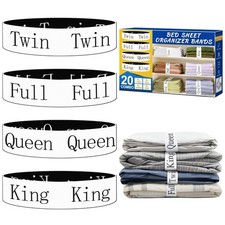 20 Pack Elastic Bed Sheet Organizer Bands with Size Labels  Elastic Beddin
