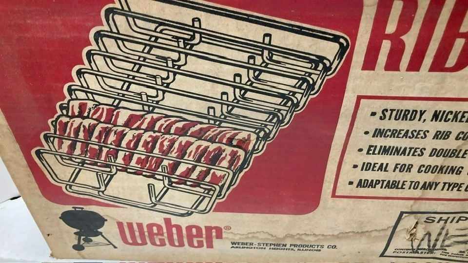 Vintage 1977 Novo Estoque Antigo Caixa Fechada NOS Weber RR 37 Grelha Rib Rack - Imagem 2 de 4