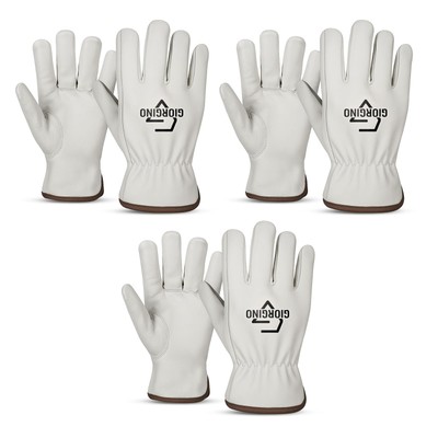 Giorgino Heavy Duty Leather Work Gloves for Men, Pack of 3, Medium