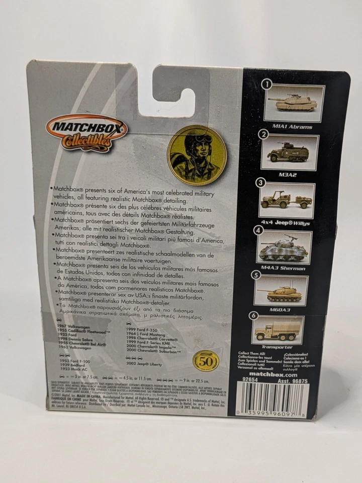 Matchbox Collectibles 50th Tan 2001 Military M1A1 Abrams Tank 92654 - Unopened - Image 2 of 4