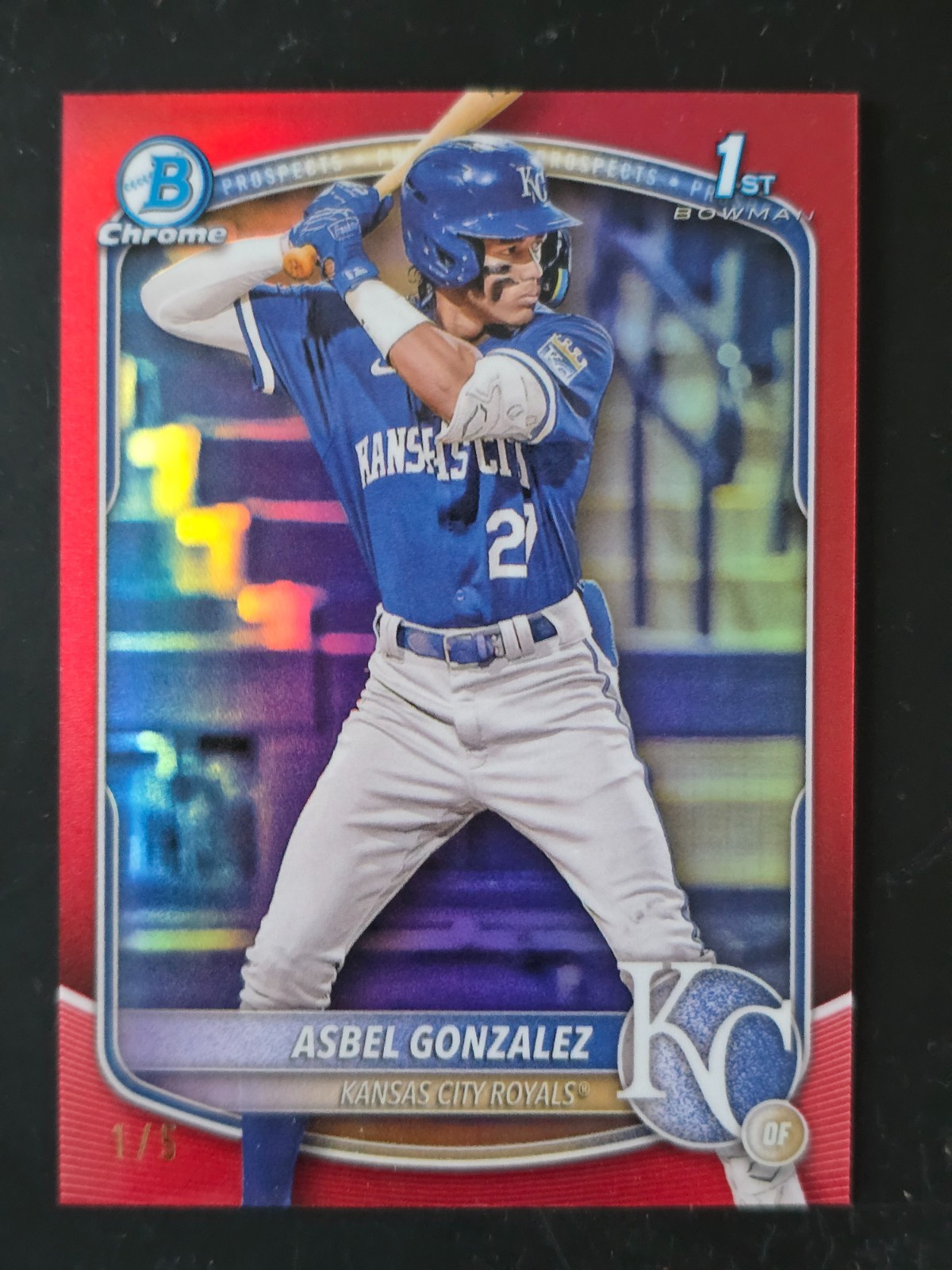 🔥 2025 BOWMAN CHROME PROSPECTS 1ST ASBEL GONZALEZ RED REFRACTOR /5 🔥