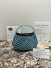 Fenton Glass D. Fetty Pulled Feather Purse  Flower Vase Signed, Limited No.