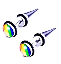 1 Pr Stainless Steel GAY Pride Rainbow 🌈 Stud Earrings LGBTQ+ Fashion Jewellery