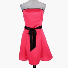 Jessica McClintock Dress Womens 10 Pink Satin Strapless Belted Lined Gunne Sax