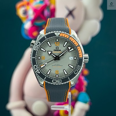 Titanium Grey/Orange Omega Seamaster Planet Ocean 600M Full Set On Strap Mint