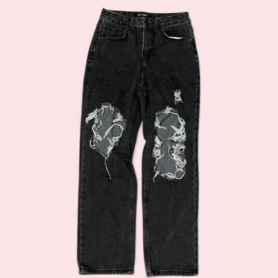 28, Black ripped straight leg skater denim jeans nice distressed look