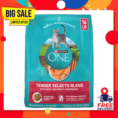 Purina ONE Tender Select Blends Salmon Flavor Dry Cat Food, 16 lb. Bag