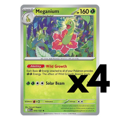 4x Meganium - 010/132 - ME01: Mega Evolution (MEG)  Pokemon Playset x4