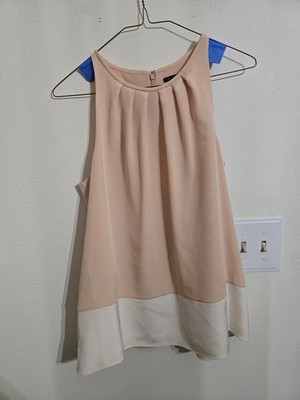 Pre-loved THEORY Women's Blush Milka   Silk Colorblock Sleeveless Blouse Sz M