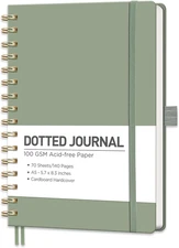 Bullet Dotted Journal Notebook, 140 Pages, A5 Medium Size (5.7'' x 8.3''), Hardc