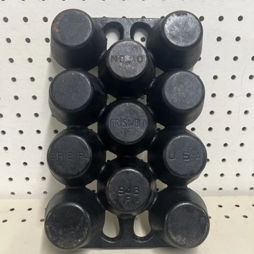 VINTAGE GRISWOLD Cast Iron No. 10 Popover Muffin Pan 948 F Erie PA USA 11 Cup