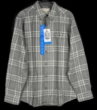 Weatherproof Vintage Mens Flannel Shirt Grey Check Size LARGE NWT