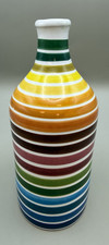Frantoio Muraglia Barattolo Olio Ceramica Arcobaleno Fatto a Mano Italia 8,5" No Top