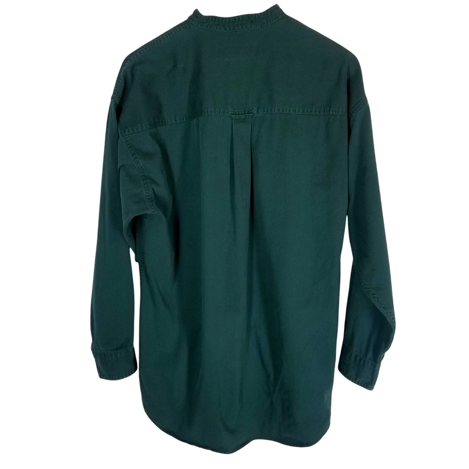 Chaps Ralph Lauren Mens Vintage Shirt L Band Collar Button Up Long Sleeve Green - Image 2 of 4