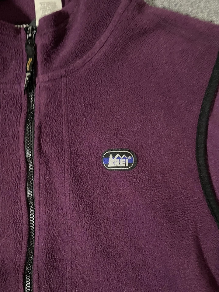Vintage REI Vest Mens Medium Purple Polartec Fleece Zip Pockets Made USA 90s - Image 3 of 4